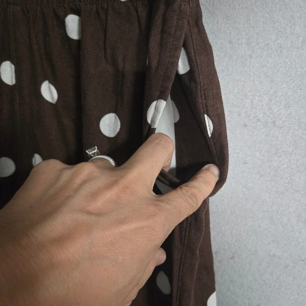 Brown Polka Dot High Rise Straight Comfort Waist Pants Old Navy Womens XS Petite